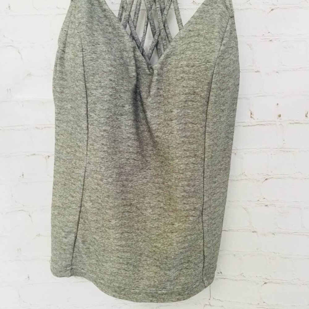 Prana Tankini Swim Top Heather Gray Braided Racerback V Neck Size XS - Picture 3 of 10